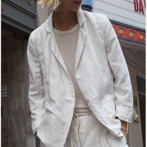 𝅺NSF White Linen Blazer with Button Closure.  Size Medium